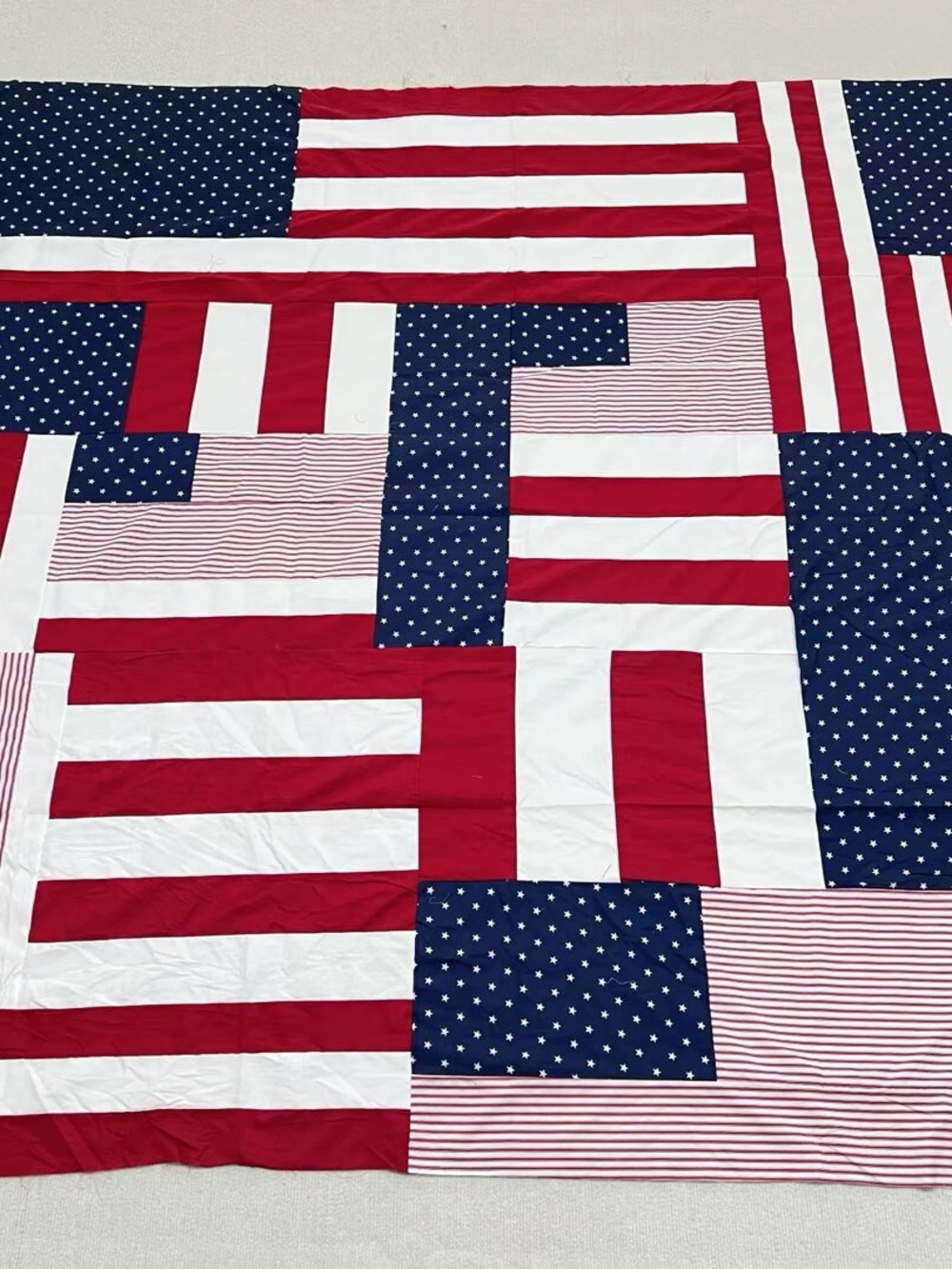 Handmade Flag of Victory 100%Cotton Queen size Patchwork Quilt Top/Topper